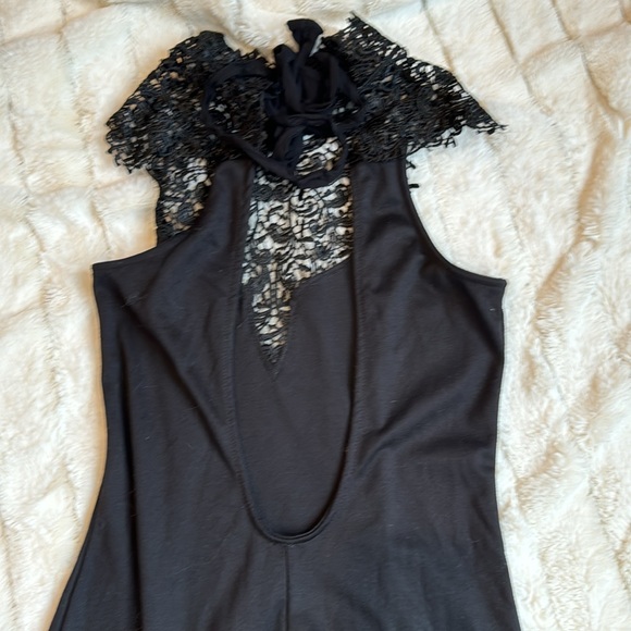 Black Dress - High Lace Neck Line Low Back - Picture 3 of 3